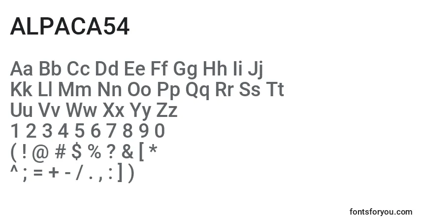 Schriftart ALPACA54 (119251) – Alphabet, Zahlen, spezielle Symbole