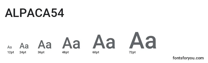 Размеры шрифта ALPACA54 (119251)