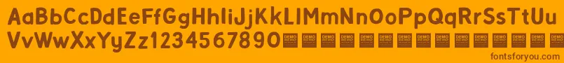 Weitere Informationen zur Alpha Beta Demo-Schriftart Alpha Beta Demo-Schriftart – Braune Schriften auf orangefarbenem Hintergrund