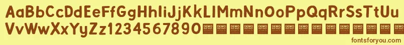 Weitere Informationen zur Alpha Beta Demo-Schriftart Alpha Beta Demo-Schriftart – Braune Schriften auf gelbem Hintergrund