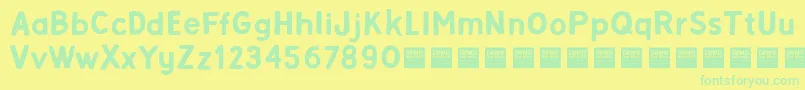 Alpha Beta   Demo-Schriftart – Grüne Schriften auf gelbem Hintergrund