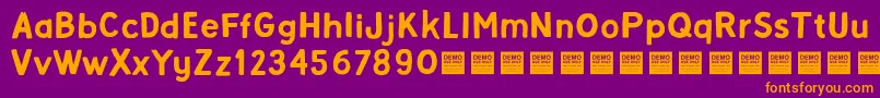 Weitere Informationen zur Alpha Beta Demo-Schriftart Alpha Beta Demo-Schriftart – Orangefarbene Schriften auf violettem Hintergrund