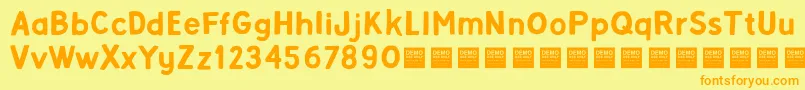 Alpha Beta   Demo-Schriftart – Orangefarbene Schriften auf gelbem Hintergrund