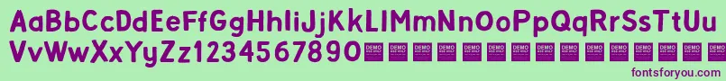 Fonte Alpha Beta   Demo – fontes roxas em um fundo verde