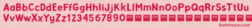 Czcionka Alpha Beta   Demo – czerwone czcionki na różowym tle