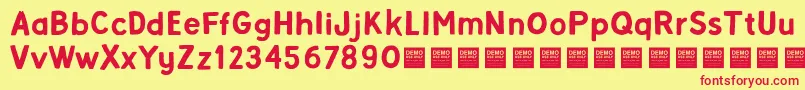 Czcionka Alpha Beta   Demo – czerwone czcionki na żółtym tle