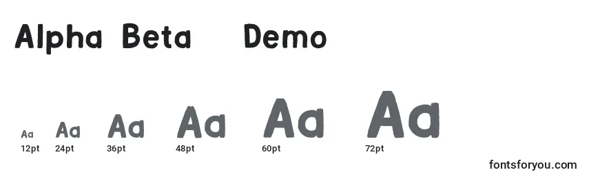 Alpha Beta   Demo-fontin koot
