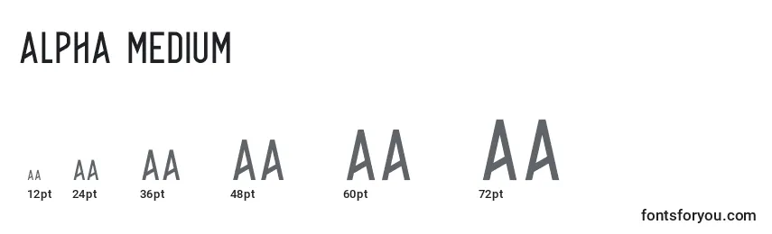 Größen der Schriftart Alpha Medium