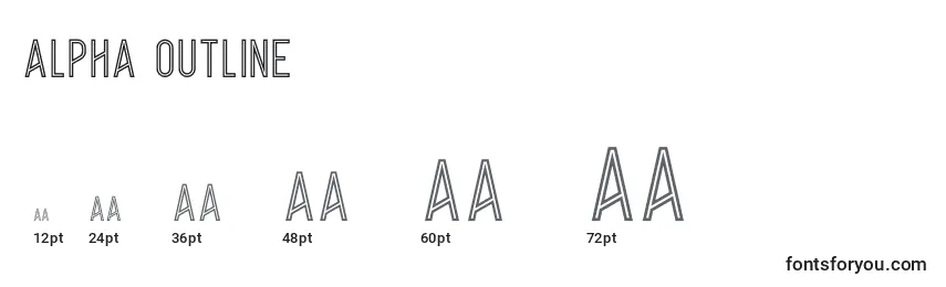 Размеры шрифта Alpha Outline