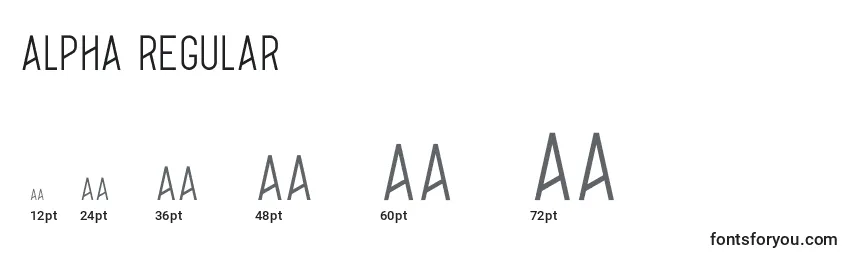 Размеры шрифта Alpha Regular