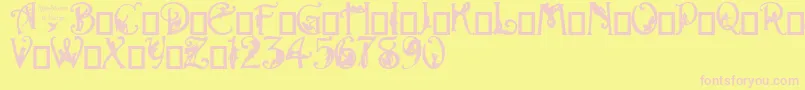 Alpha Silouette Font – Pink Fonts on Yellow Background