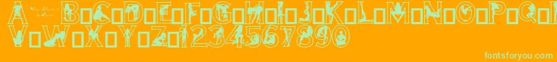 Alpha Silouettes 2-Schriftart – Grüne Schriften auf orangefarbenem Hintergrund