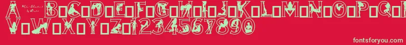 Alpha Silouettes 2 Font – Green Fonts on Red Background