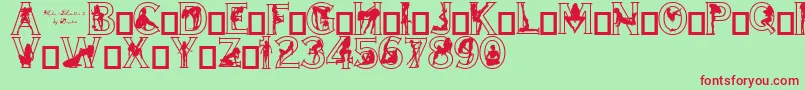 フォントAlpha Silouettes 2 – 赤い文字の緑の背景