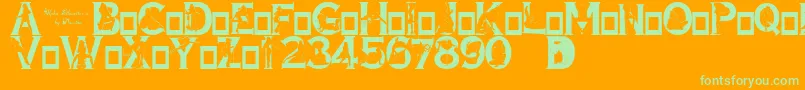 Alpha Silouettes 3 Font – Green Fonts on Orange Background