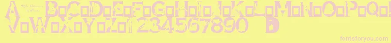 Alpha Silouettes 3-fontti – vaaleanpunaiset fontit keltaisella taustalla