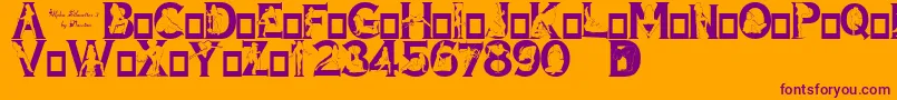 Шрифт Alpha Silouettes 3 – фиолетовые шрифты на оранжевом фоне
