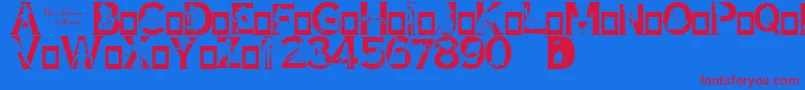 フォントAlpha Silouettes 3 – 赤い文字の青い背景