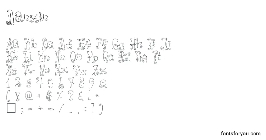 Шрифт Danzin – алфавит, цифры, специальные символы