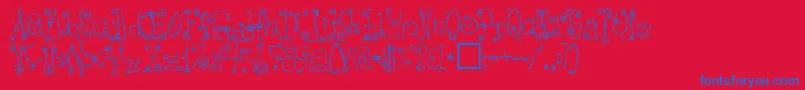 フォントDanzin – 赤い背景に青い文字