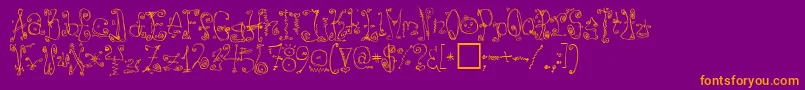 Danzin-Schriftart – Orangefarbene Schriften auf violettem Hintergrund