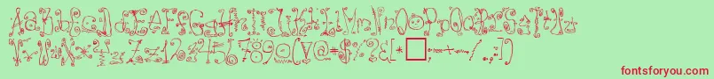 フォントDanzin – 赤い文字の緑の背景