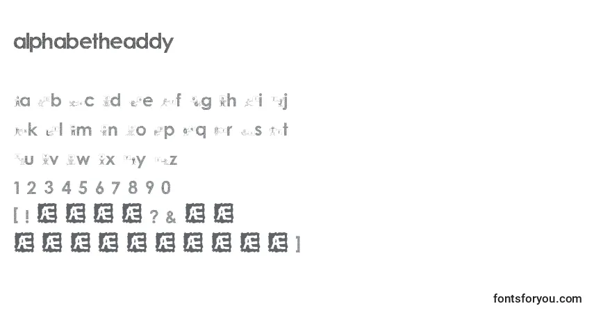 Schriftart Alphabetheaddy – Alphabet, Zahlen, spezielle Symbole