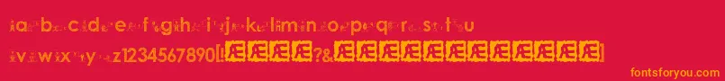 フォントalphabetheaddy – 赤い背景にオレンジの文字