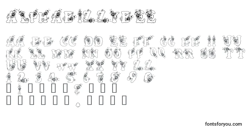 Schriftart AlphaBizzyBee (119262) – Alphabet, Zahlen, spezielle Symbole