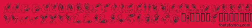 AlphaBizzyBee Font – Black Fonts on Red Background