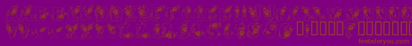 AlphaBizzyBee-Schriftart – Braune Schriften auf violettem Hintergrund