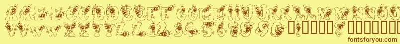 AlphaBizzyBee Font – Brown Fonts on Yellow Background