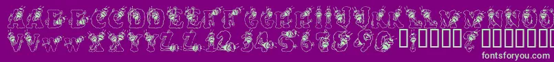 AlphaBizzyBee Font – Green Fonts on Purple Background