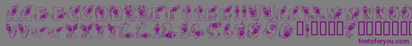 AlphaBizzyBee-Schriftart – Violette Schriften auf grauem Hintergrund