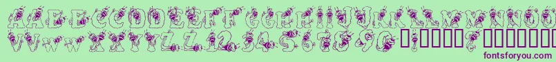 AlphaBizzyBee Font – Purple Fonts on Green Background