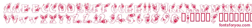 AlphaBizzyBee-Schriftart – Rote Schriften auf weißem Hintergrund