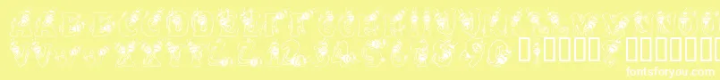 AlphaBizzyBee Font – White Fonts on Yellow Background