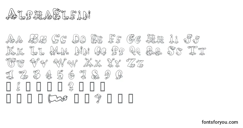 Schriftart AlphaElfin (119264) – Alphabet, Zahlen, spezielle Symbole