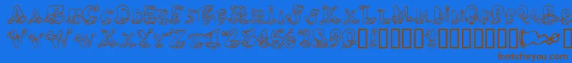 AlphaElfin Font – Brown Fonts on Blue Background