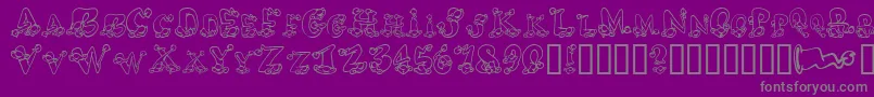 フォントAlphaElfin – 紫の背景に灰色の文字
