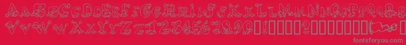 Fonte AlphaElfin – fontes cinzas em um fundo vermelho