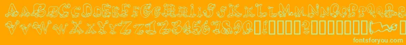 AlphaElfin Font – Green Fonts on Orange Background