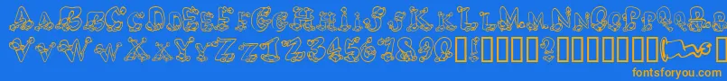 AlphaElfin Font – Orange Fonts on Blue Background