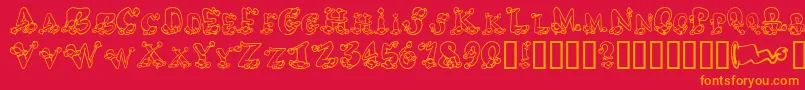 AlphaElfin Font – Orange Fonts on Red Background