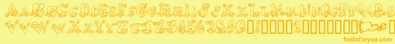 AlphaElfin Font – Orange Fonts on Yellow Background