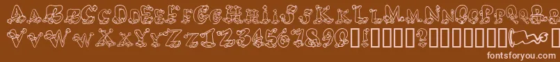 フォントAlphaElfin – 茶色の背景にピンクのフォント