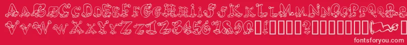 AlphaElfin-Schriftart – Rosa Schriften auf rotem Hintergrund