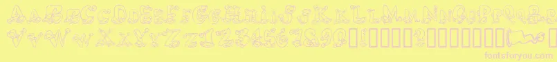 Fonte AlphaElfin – fontes rosa em um fundo amarelo