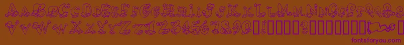 AlphaElfin-Schriftart – Violette Schriften auf braunem Hintergrund