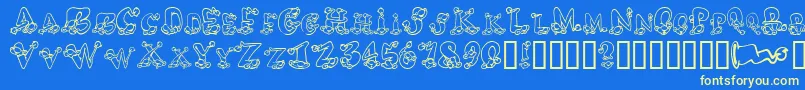 AlphaElfin Font – Yellow Fonts on Blue Background